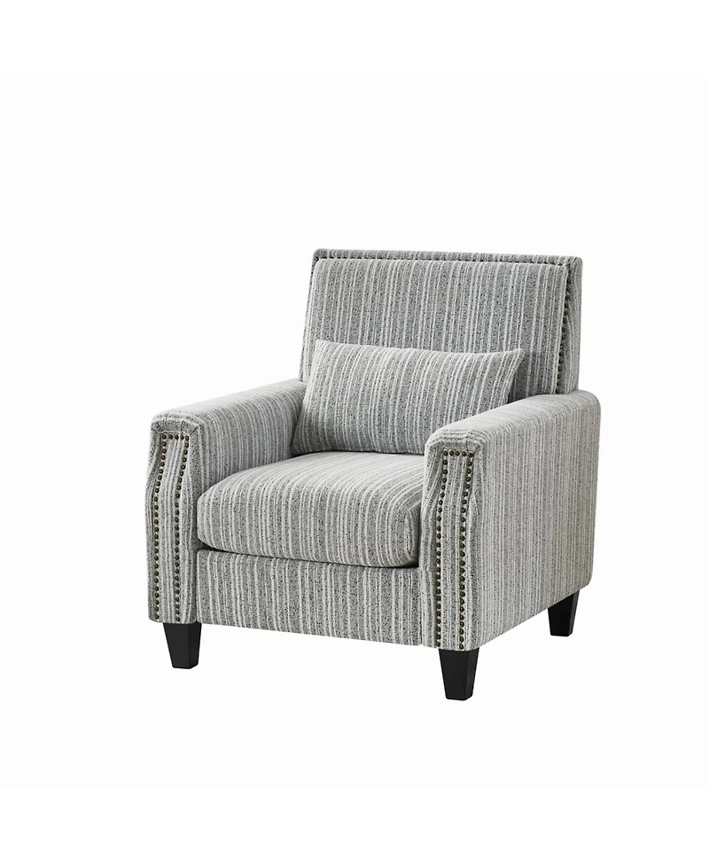 Streamdale Furniture Modern Striped Accent Chair with Nailhead Trim