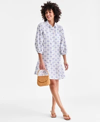 Charter Club Women's 100% Linen Flounce Shirtdress, Created for Macy's
