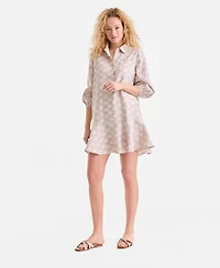 Charter Club Women's 100% Linen Flounce Shirtdress, Created for Macy's
