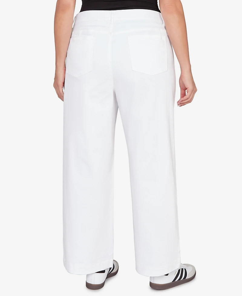 Ruby Rd. Plus Wide Leg Pull On White Sailor Jean