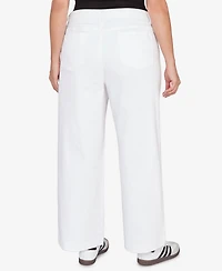 Ruby Rd. Plus Wide Leg Pull On White Sailor Jean