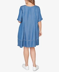 Ruby Rd. Plus Lace-Up Tm Tipped Dress
