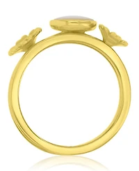 Macy's Diamond (0.01 ct. t.w.) & Imitation Pearl Stackable Ring 14k Yellow Gold Over Sterling Silver