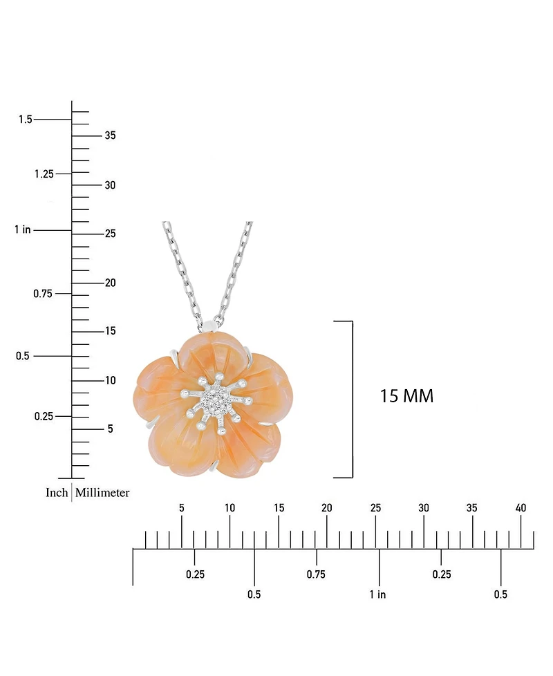 Macy's Imitation Pearl and Diamond (0.028 ct. t.w.) Flower Necklace