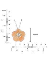 Macy's Imitation Pearl and Diamond (0.028 ct. t.w.) Flower Necklace