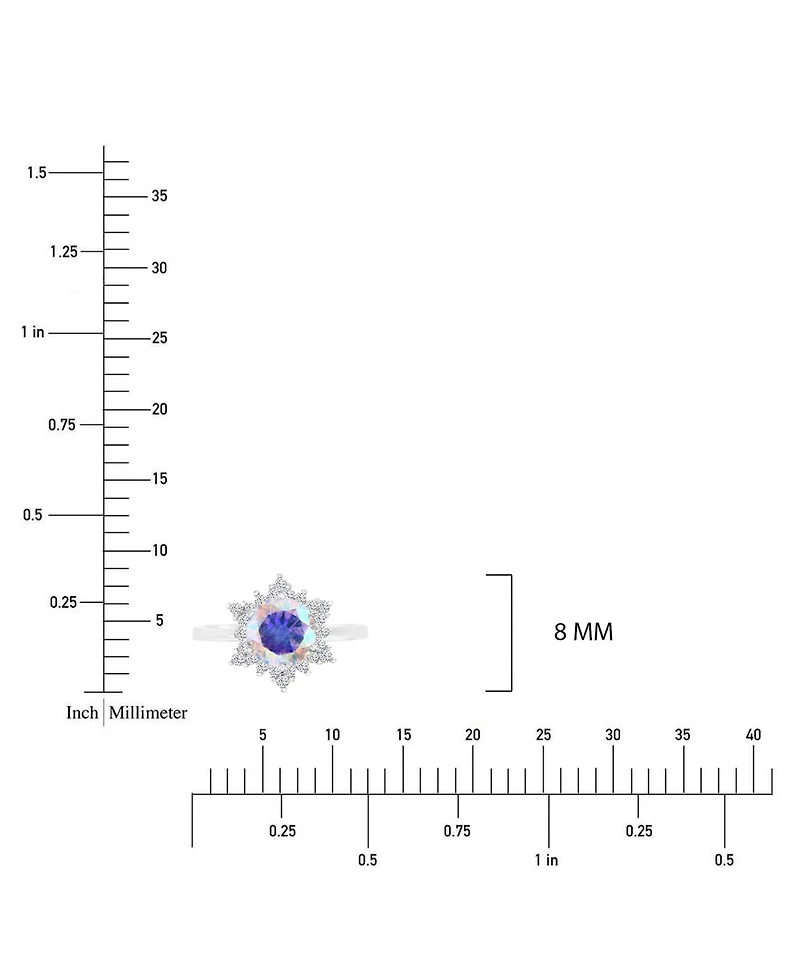 Macy's Aurora Borealis (3.39 ct. t.w.) & Cubic Zirconia (3.392 Halo Solitaire Engagement Ring