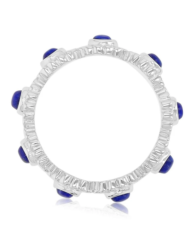 Macy's Lapis (1.35 ct. t.w.) Flower Band Ring Rhodium Over Sterling Silver