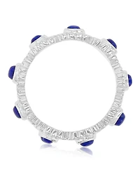 Macy's Lapis (1.35 ct. t.w.) Flower Band Ring Rhodium Over Sterling Silver