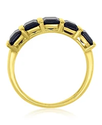 Macy's Onyx (3.05 ct. t.w.) Alternating Row Band Ring 14k Yellow Gold Over Sterling Silver