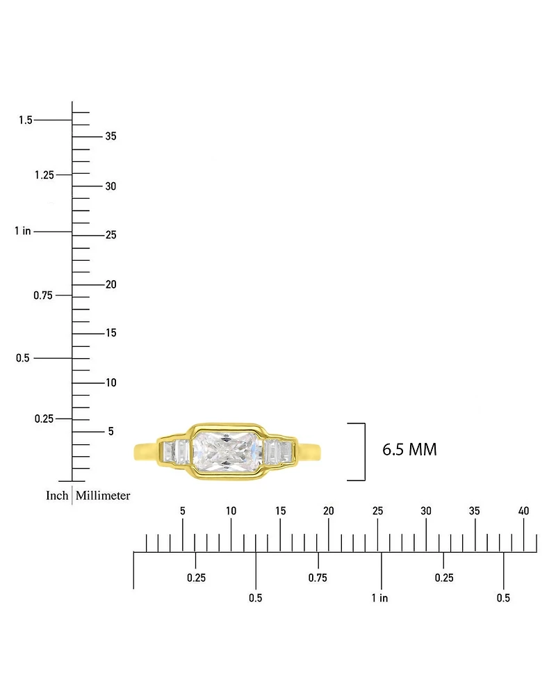 Macy's Emerald (2.12 ct. t.w.) & Baguette-Cut Cubic Zirconia (2.126 Ring 14k Yellow Gold Over Sterling Silver