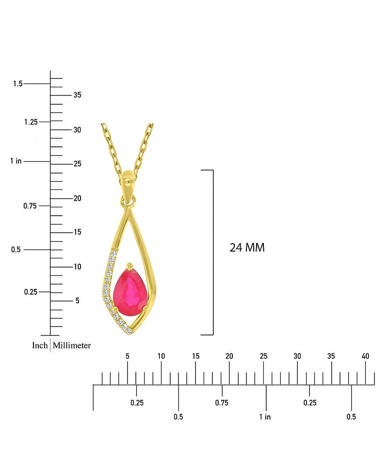 Macy's Diamond (0.042 ct. t.w.) & Ruby (0.75 ct. t.w.) Pendant Necklace in 10k Yellow Gold