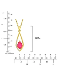 Macy's Diamond (0.042 ct. t.w.) & Ruby (0.75 ct. t.w.) Pendant Necklace in 10k Yellow Gold