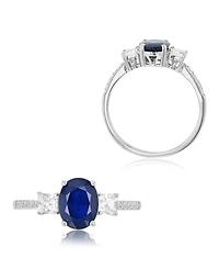 Macy's Diamond (0.054 ct. t.w.), Blue & White Sapphire (1.95 ct. t.w.) Ring in 14K White Gold