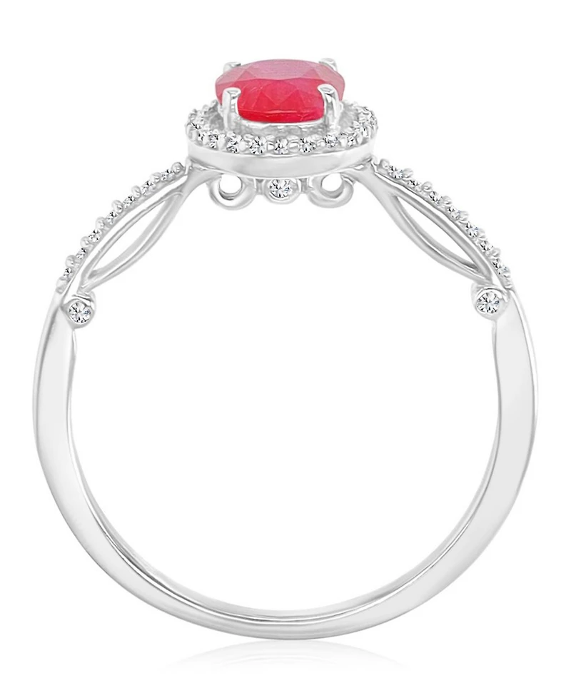Macy's Ruby (1 ct. t.w.) and Diamond (0.14 ct. t.w.) Halo Ring in 14k White Gold