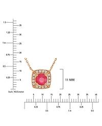 Macy's Ruby (0.65 ct. t.w.) & Diamond (0.08 ct. t.w.) Cushion Necklace 14k Rose Gold