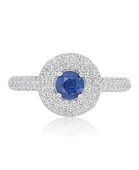 Macy's Sapphire (0.65 ct. t.w.) & Diamond (0.55 ct. t.w.) Puffy Circle Ring in 14k White Gold