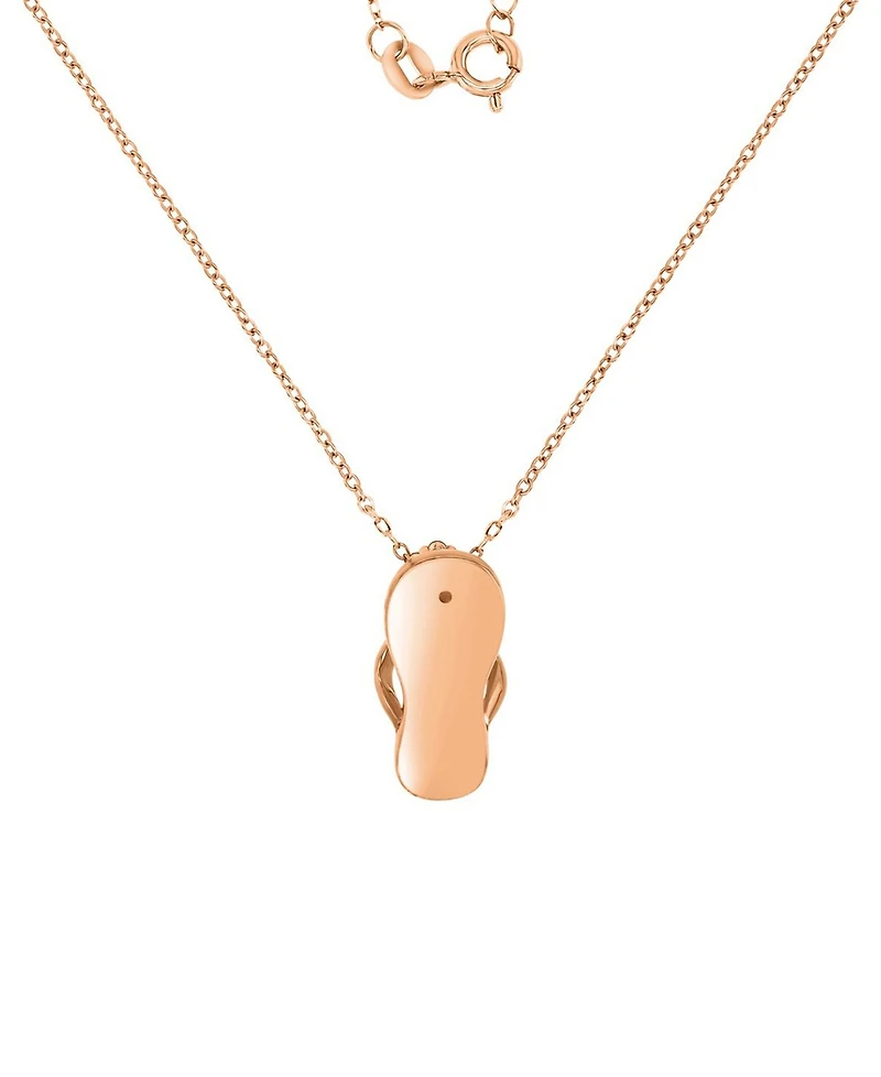 Macy's Diamond (0.006ct. t.w.), Pink Sapphire (0.21 ct. t.w.) & Pink Imitation Pearl Slipper Necklace in 14K Rose Gold Over Sterling Silver