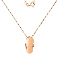 Macy's Diamond (0.006ct. t.w.), Pink Sapphire (0.21 ct. t.w.) & Pink Imitation Pearl Slipper Necklace in 14K Rose Gold Over Sterling Silver