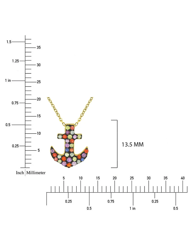 Macy's Sapphire (0.68 ct. t.w.) Anchor Necklace in 14K Yellow Gold Over Sterling Silver