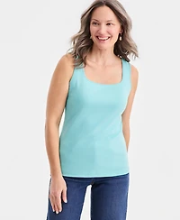 Style & Co Women's Cotton Square-Neck Tank Top, Exclusively at Macy's