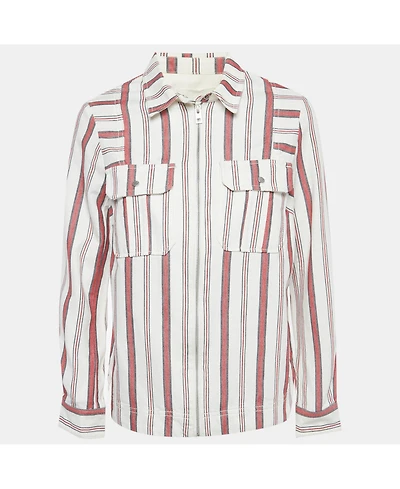 Pre-Owned Zadig & Voltaire Women's White Striped Cotton Tach Raye Jacket