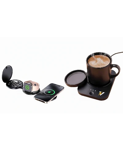 Pursonic Complete Wireless Charging & Comfort Bundle – Sip & Charge 2-in-1 Mug Warmer + 5-in-1 Folding Charging Station