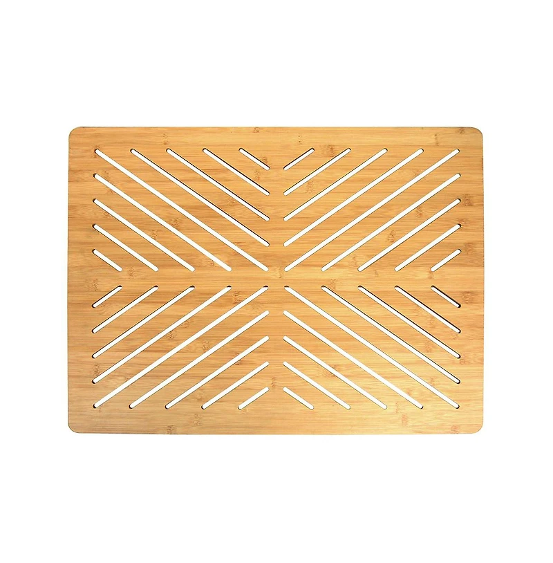 Oceanstar Bamboo Floor and Bath Mat with Non-Slip Rubber Feet