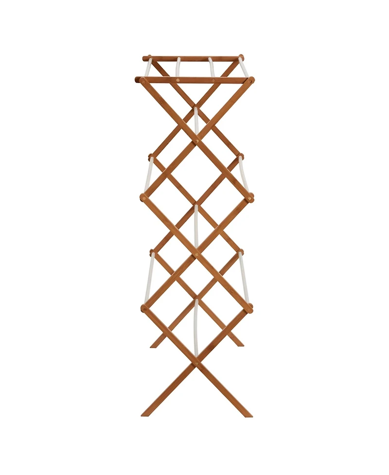 Household Essentials Bamboo and Metal Wall Mount Extendable Drying Rack