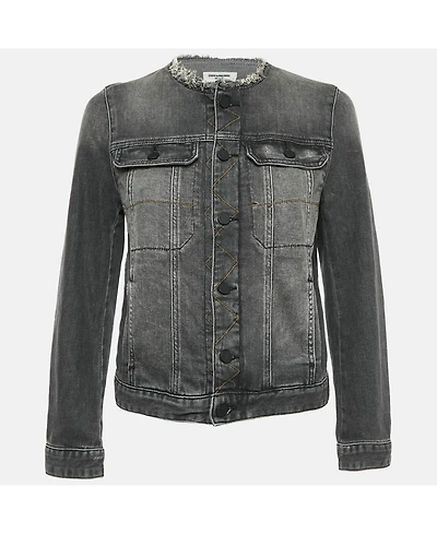 Pre-Owned Zadig & Voltaire Women's Grey Washed Denim Collar Neck Jacket