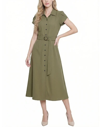 Ny Collection Petite Midi Petal Sleeve Dress