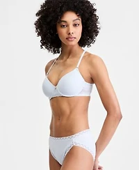 Natori Womens Bliss Perfection Contour Underwire Bra Bliss Lace Trim Cotton French Cut Brief Underwear