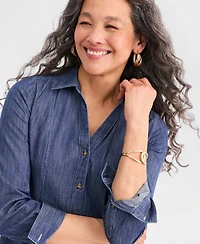 Style & Co Women's Cotton Chambray Peplum Shirt Dress, Macy's Exclusive