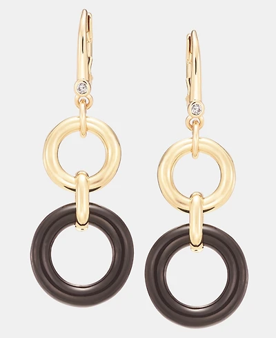 Dkny Jet Ring Open Double Drop Earrings