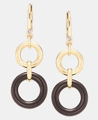 Dkny Jet Ring Open Double Drop Earrings