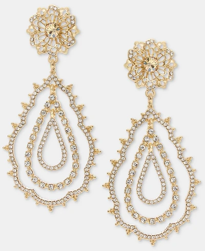 Marchesa Crystal Flower Orbital Statement Earrings