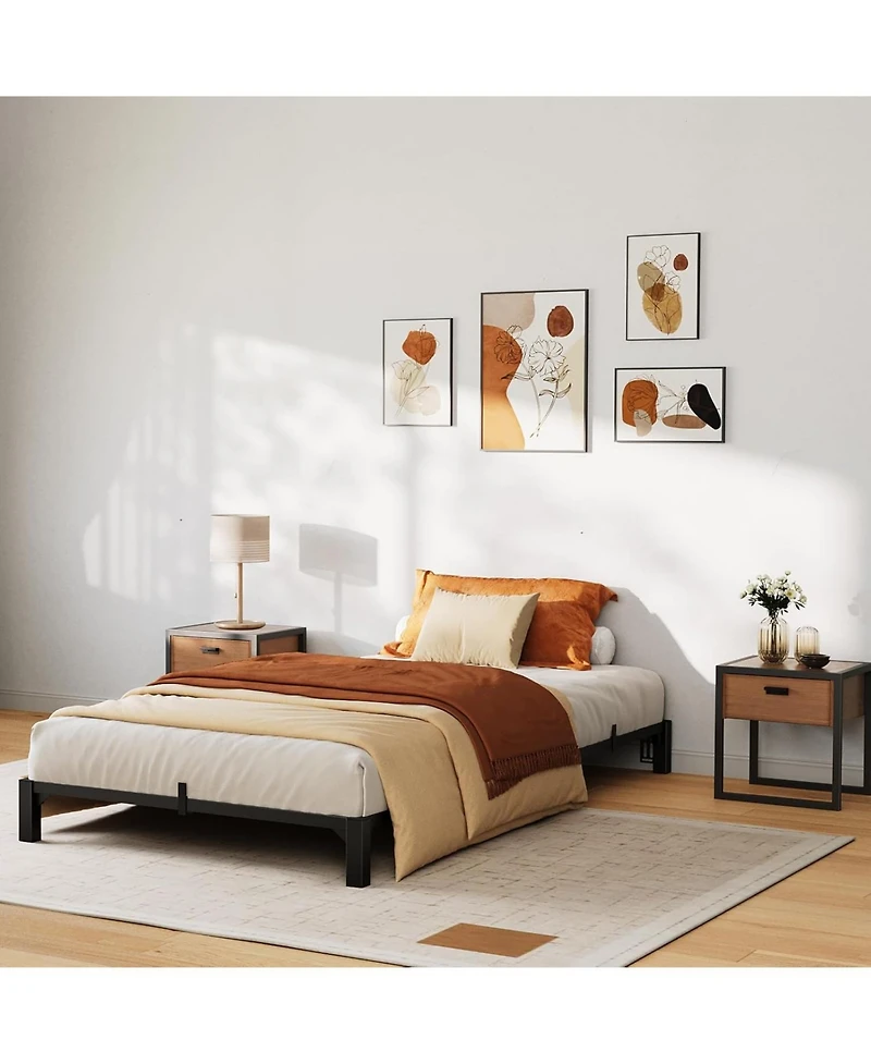 gaomon Bed Frame Twin Size, 6 Inch Metal Platform, No Screws Needed, No Box Spring Needed, Heavy Duty, 800 Lbs Capacity