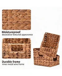 Yigii Handmade Trapezoid Wicker Baskets with Handles - 2-Pack