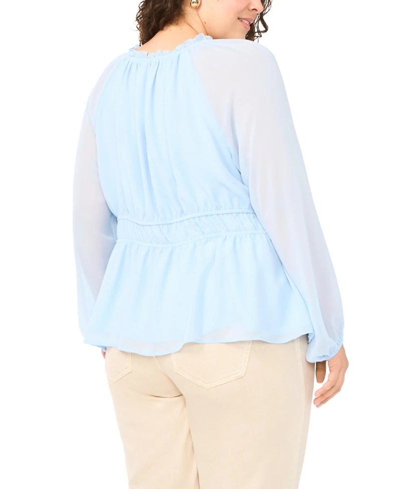 Vince Camuto Plus V-Neck Long-Sleeve Top