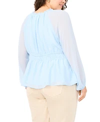 Vince Camuto Plus V-Neck Long-Sleeve Top