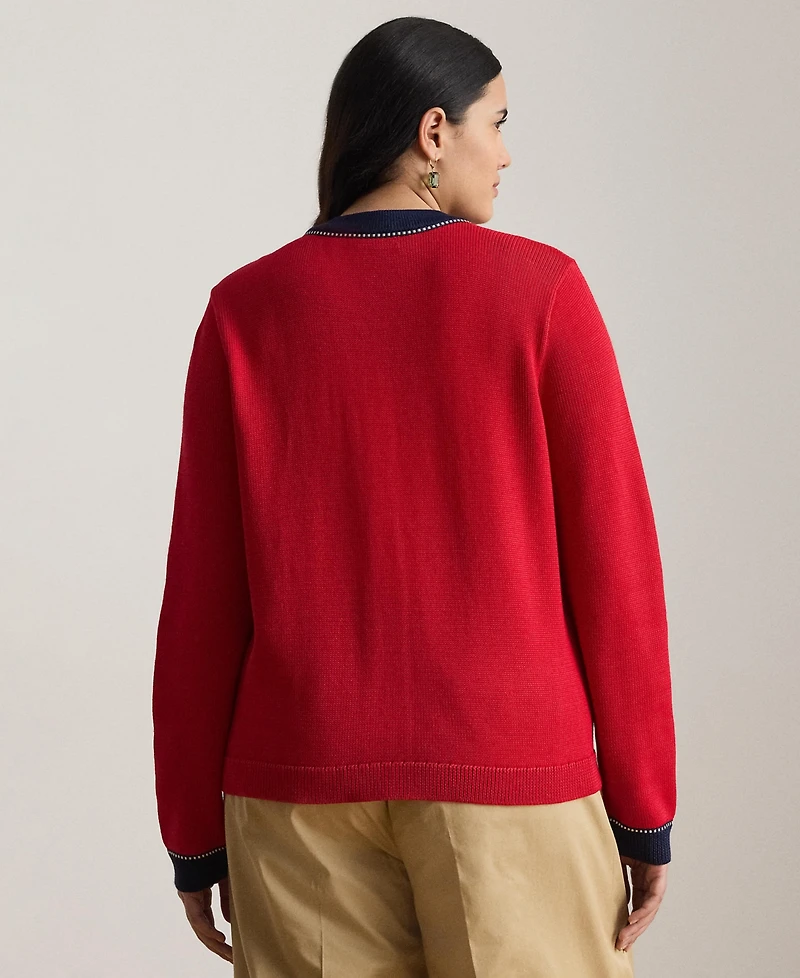 Lauren Ralph Plus Crewneck Cardigan