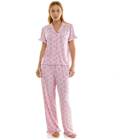Sincerely Jules Women's Notch Collar Top & Pants, 2-Piece Set