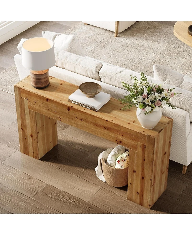 Tribesigns Solid Wood Console Table for Living Room, 62.99-Inch Farmhouse Entryway Table Indoor for Foyer, Hallway