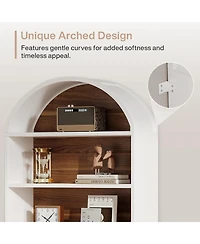 Tribesigns 76.8" Tall Arched Bookcase, 5-Tier Bookshelf with File Cabinet Drawer, Modern Freestanding Wooden Bookshelves, Open Display Storage Sh