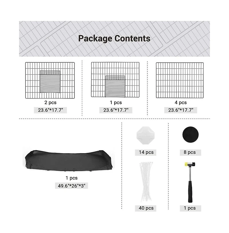 Cozito Small Animal Playpen with Oxford Floor Mat, 48.4" x 24.8", 1" Wire Spacing, Modular Panels, 2 Doors