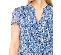 Msk Petite Pintuck Split Neck Midi Shirt Dress