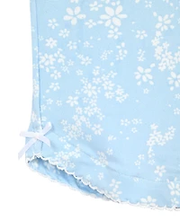 Max & Olivia Girls' 7-16 Floral Top, Long Leg Coat Pants Scrunchie, 3-Piece Pajama Set