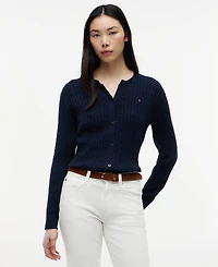 Tommy Hilfiger Women's Cable Knit Crewneck Cardigan Sweater