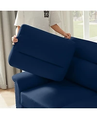 Streamdale Furniture 82" Modern Snowfleece 3-Seater Sofa, Blue