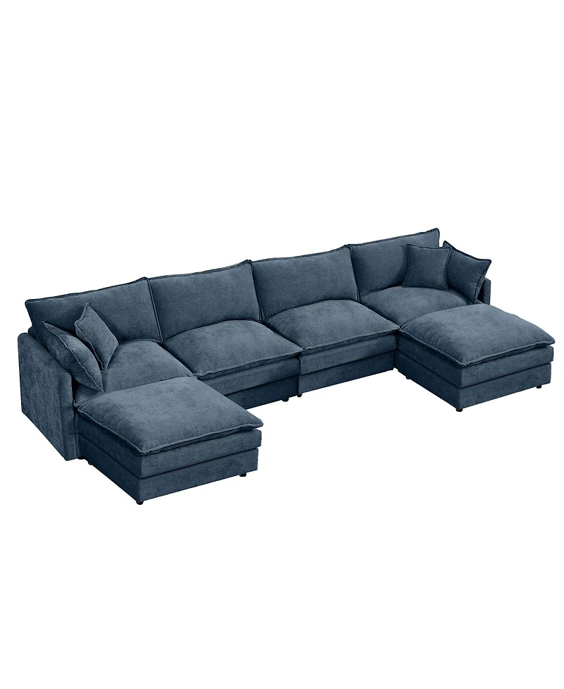 Streamdale Furniture Modular Sectional Sofa, 130.7" U Shaped Couch Set, 4-Seater Comfy Cloud Couches, Blue