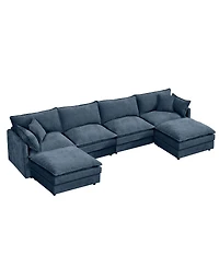 Streamdale Furniture Modular Sectional Sofa, 130.7" U Shaped Couch Set, 4-Seater Comfy Cloud Couches, Blue